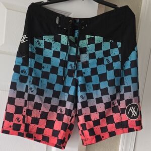 Men's Multicolor Checkered Swim‎ Shorts